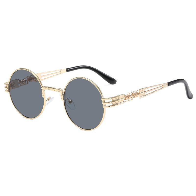 Damen Retro-Inspirierte runde Sonnenbrille mit einzigartigem Metallrahmen Brehn
