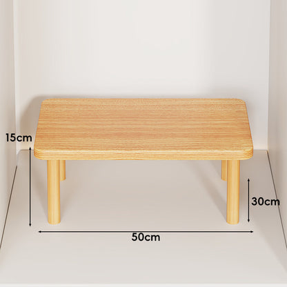 Höhenverstellbarer rechteckiger Holz-Riser-Tisch mit abnehmbaren runden Beinen