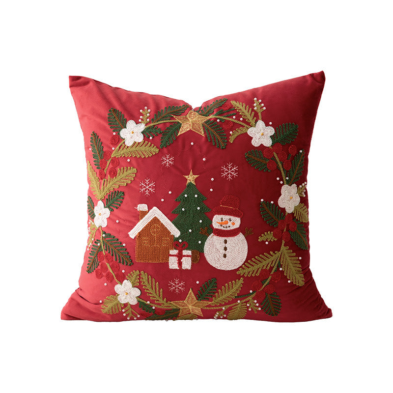 Bestickter Weihnachtskissenbezug mit Rentier‑ und Tannenzweig‑Motiv Brehn