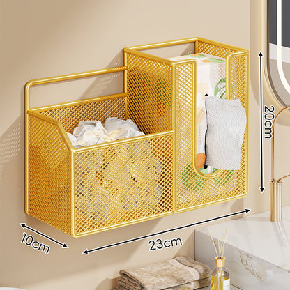 Wandmontierter Mesh-Badezimmer-Organizer Dual-Compartment Tissue- & Zubehörhalter