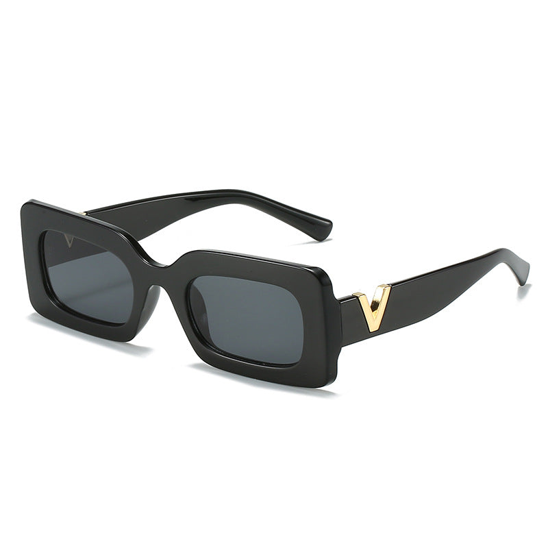 Damen modische quadratische Sonnenbrille mit stilvollem Metallbesatz Brehn