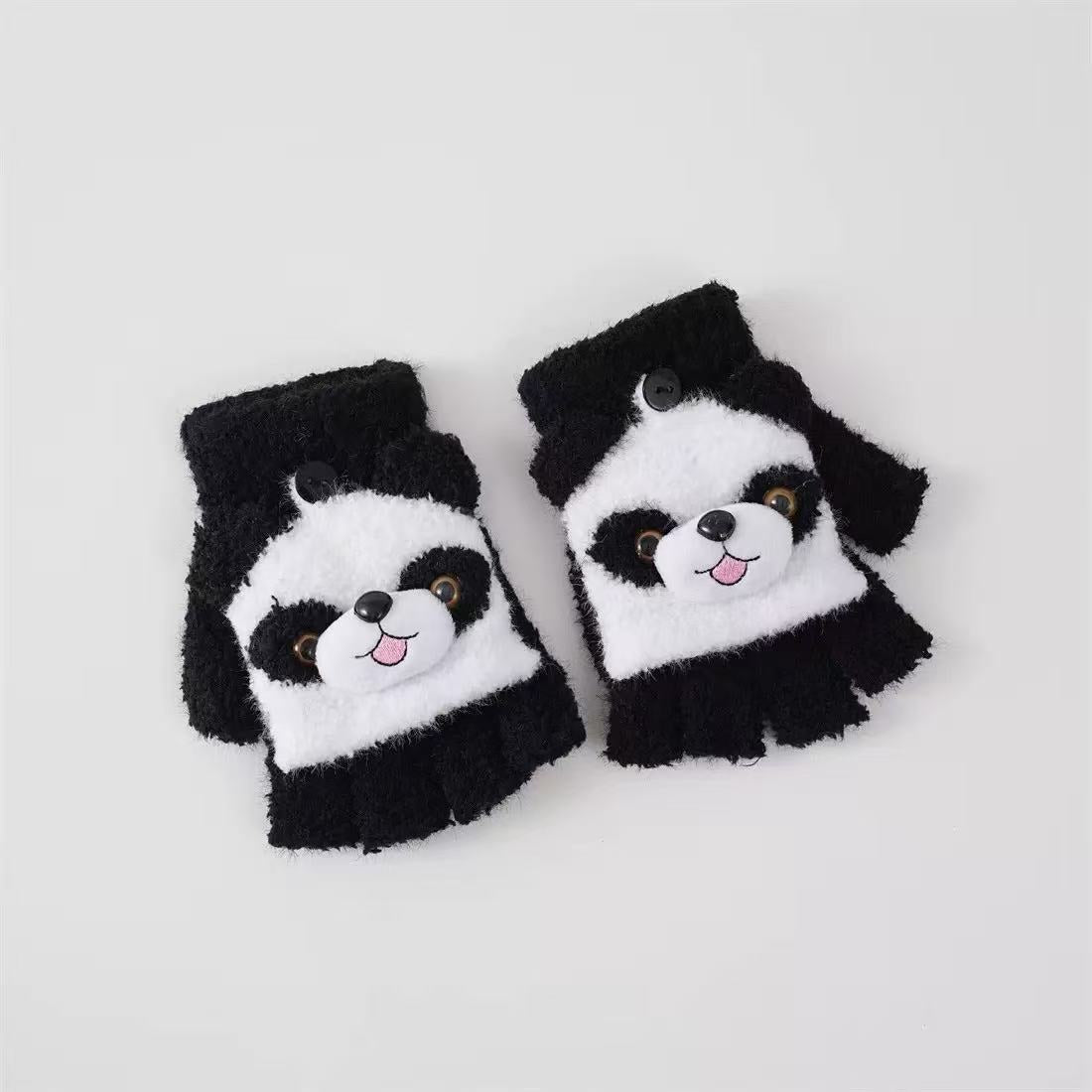 Niedliche Panda-Themen-Fingerlosen Handschuhe Brehn