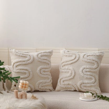 Quadratischer Zierkissenbezug mit 3D‑Chenille‑Wellenstruktur und weichem Baumwollmix Brehn