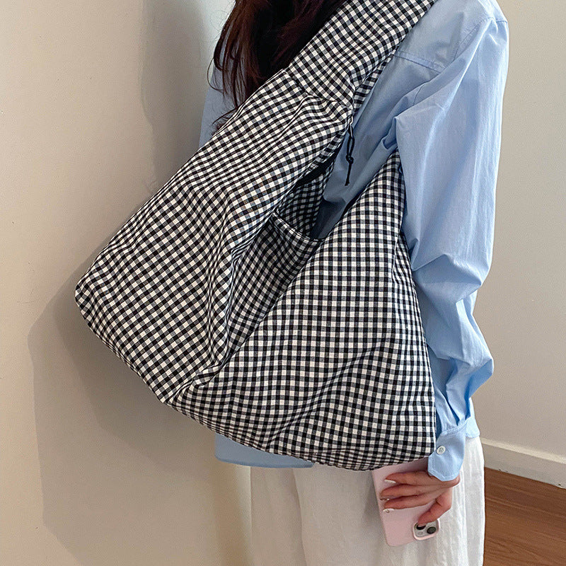 WoGingham Print Slouchy Schultertasche Brehn