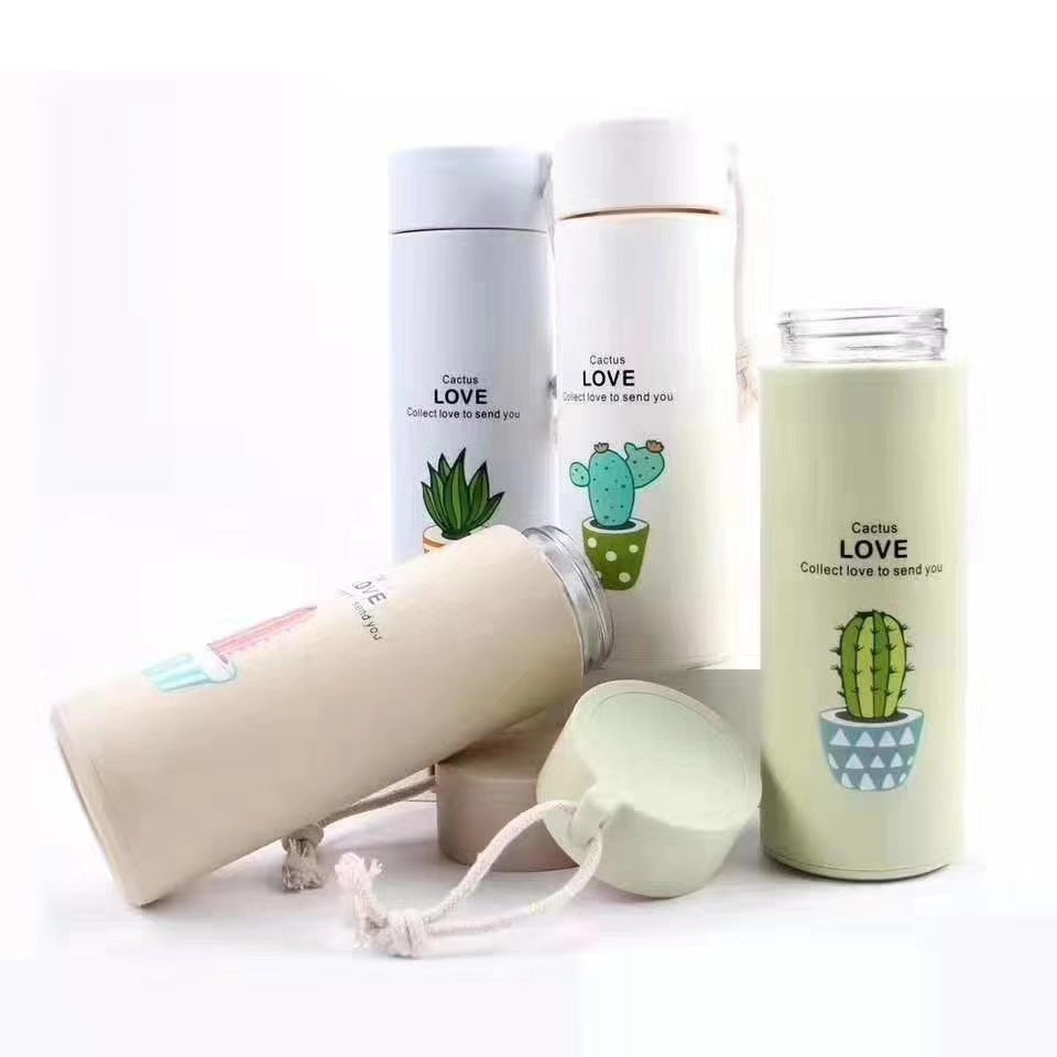 Damen Thermoisolierte Getränkeflasche mit kreativen Kakteen-Motiven Brehn