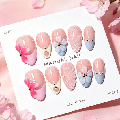 Blumenmuster Press-On Nagelkunst Set