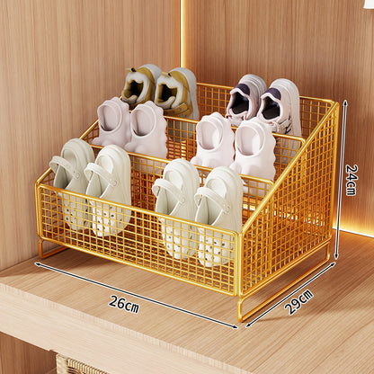 Kompakte geneigte Tri-Level-Mesh-Schlappen- und kleine Schuh-Organizer-Binne