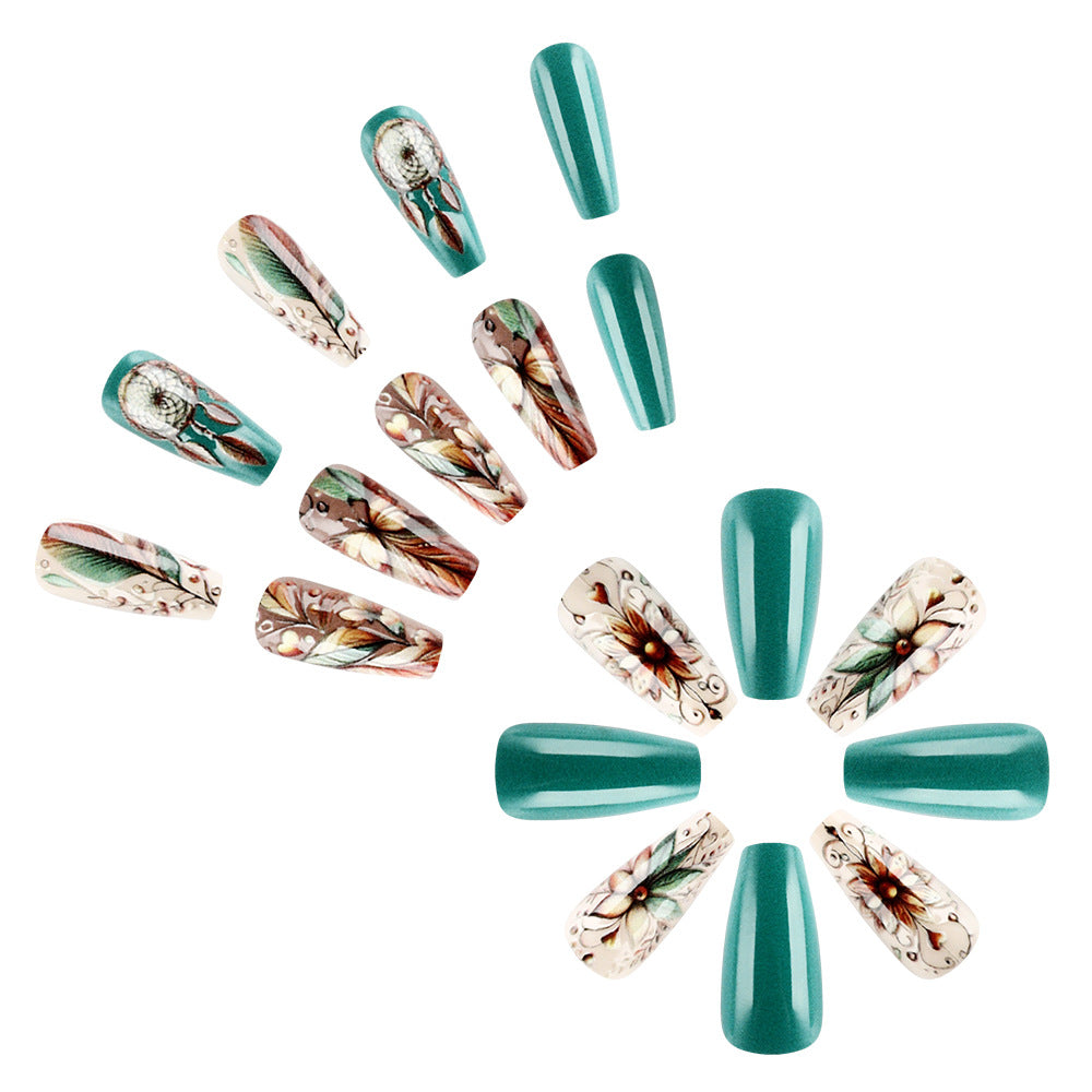 Künstlerisches floral Press-On Nagelset Brehn 1787542921