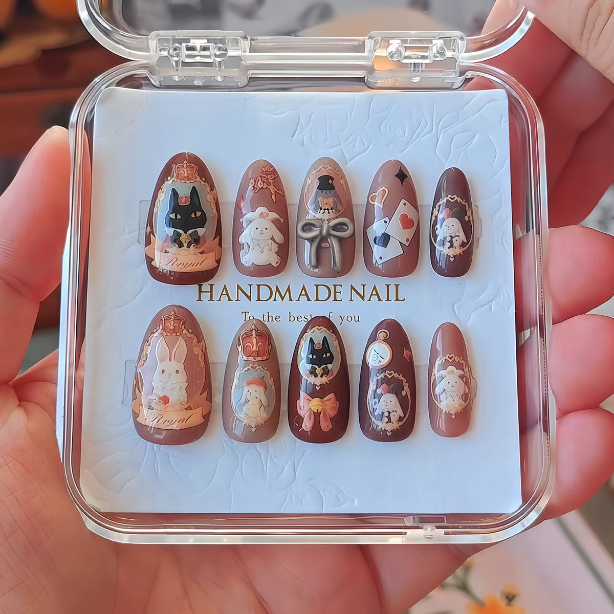 Handgemachte thematische Press-On-Nagelkunst Brehn