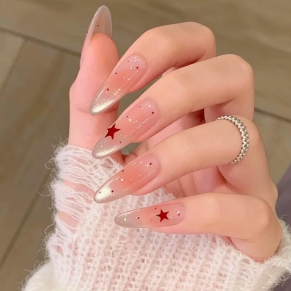 Dekorativer Stern-akzentuierter Press-on-Nagelset Brehn