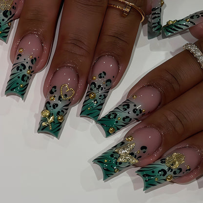 Stylische Bling Leopard Druck Press-On Nagelspitzen Brehn