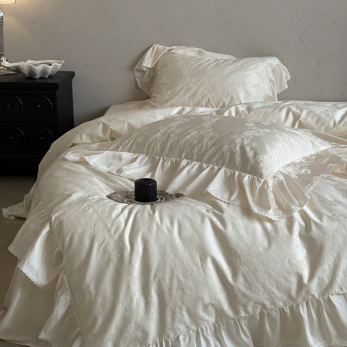 Luxuriöser Rüsch-Jacquard-Satin-Bettbezugset