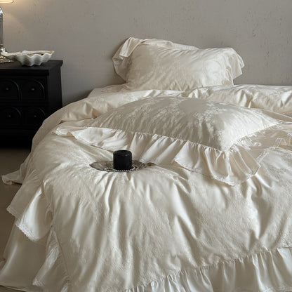 Luxuriöser Rüsch-Jacquard-Satin-Bettbezugset