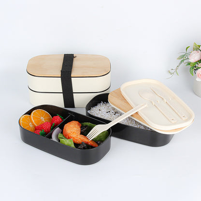 Gestapelte Bento-Lunchbox mit Bambusdeckel