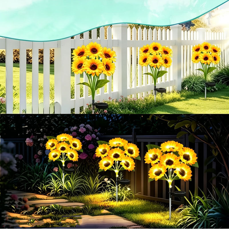 Solarbetriebene LED-Sonnenblumen-Gartenstehlampe mit wasserdichtem Panel und verstellbarem Stiel Brehn