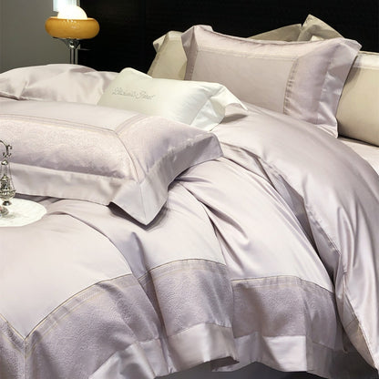 Seidene Mikrosatin-Jacquard Bettbezug-Set mit Hemstitched Rand und Eckenbändern
