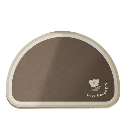 Cloud-Shaped Low-Pile Absorbent Floor Mat with Non-Slip Backing and Flower Print