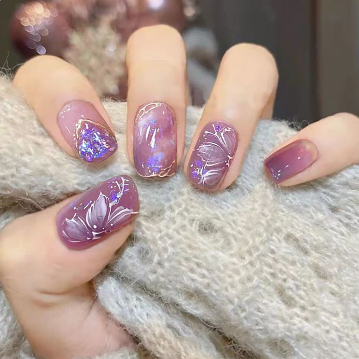 DIY Floral Design Press-On Nail Set Brehn
