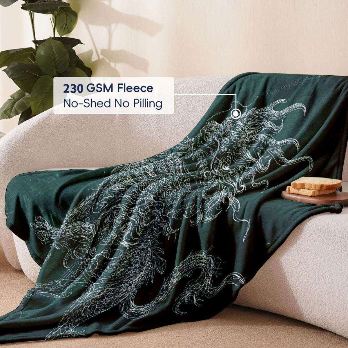 Künstlerische Drachen-Themen Fleece-Wurfdecke