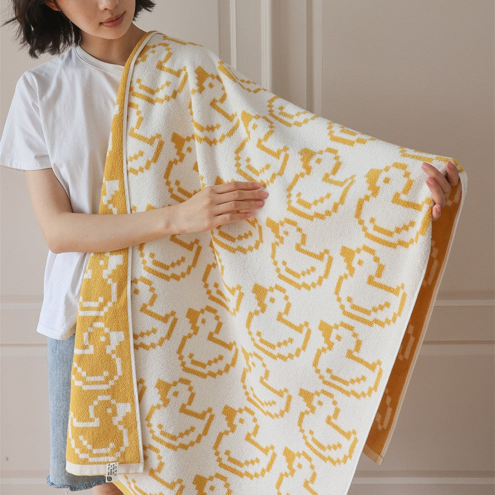 Kuscheldecke mit Teddy-Jacquardmuster und extra-weichem Frottee