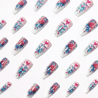 Künstlerische florale Acryl-Nagelkunst Brehn