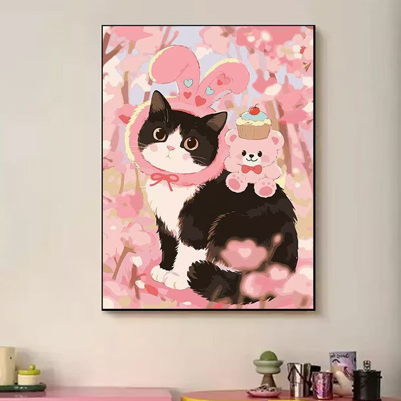 Verspielte katzenmotivierte Illustrationswandkunst Brehn