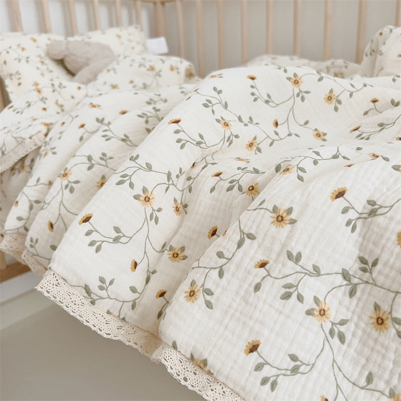 Unisex Atmungsaktive Musselin-Decke mit floralem Rüschendesign Brehn