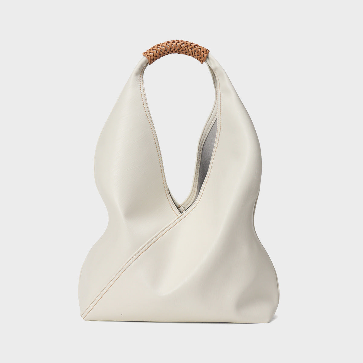 Asymmetrische lässige Hobo-Tasche mit geflochtenem oberen Griff