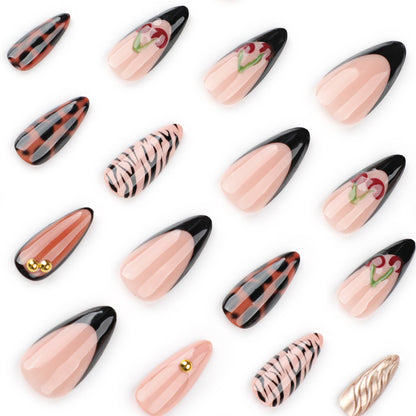 Kunstvolle Stiletto-Nägel mit kreativen Mustern Brehn