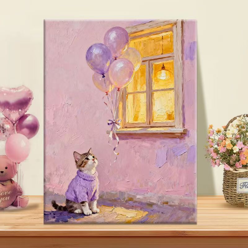 Verspielte Katzenillustration Leinwandkunst Brehn