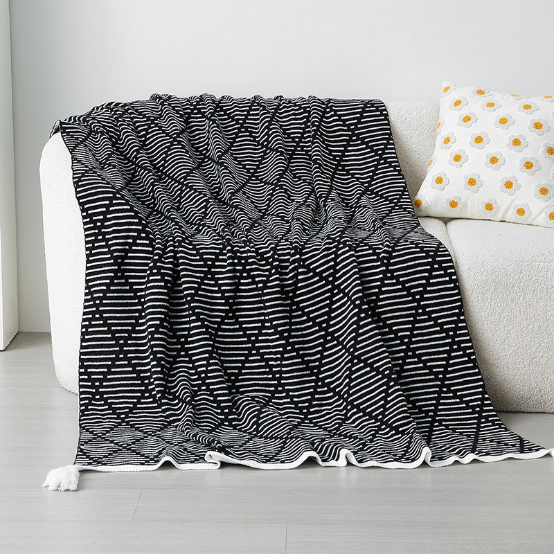 Damen Strickdecke mit geometrischem Muster Brehn