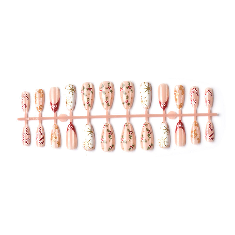 Künstlerisches Lebkuchen-Themen Press-On Nagelkunst Set Brehn