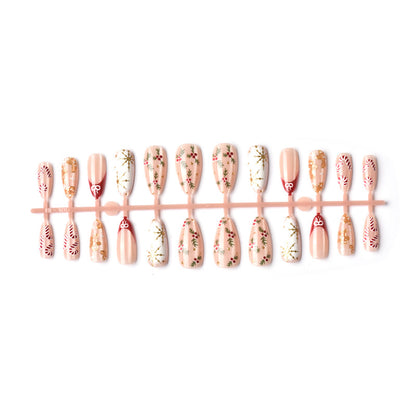 Künstlerisches Lebkuchen-Themen Press-On Nagelkunst Set Brehn
