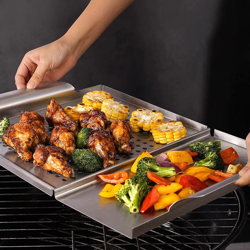 Edelstahl Grillaufsatz mit Perforierter Grillplatte und Integrierter Fettauffangschale Brehn