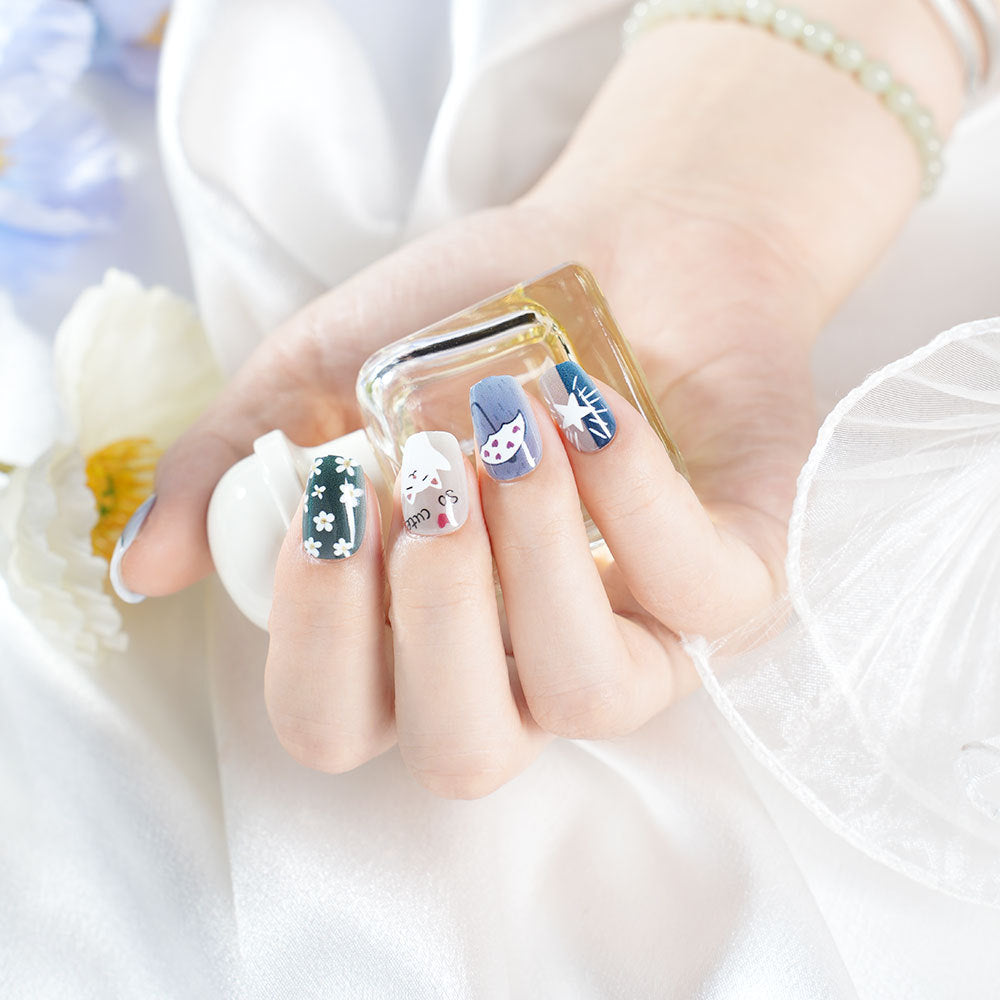 Künstlerisches von Katzen inspiriertes Press-On Nagelset Brehn