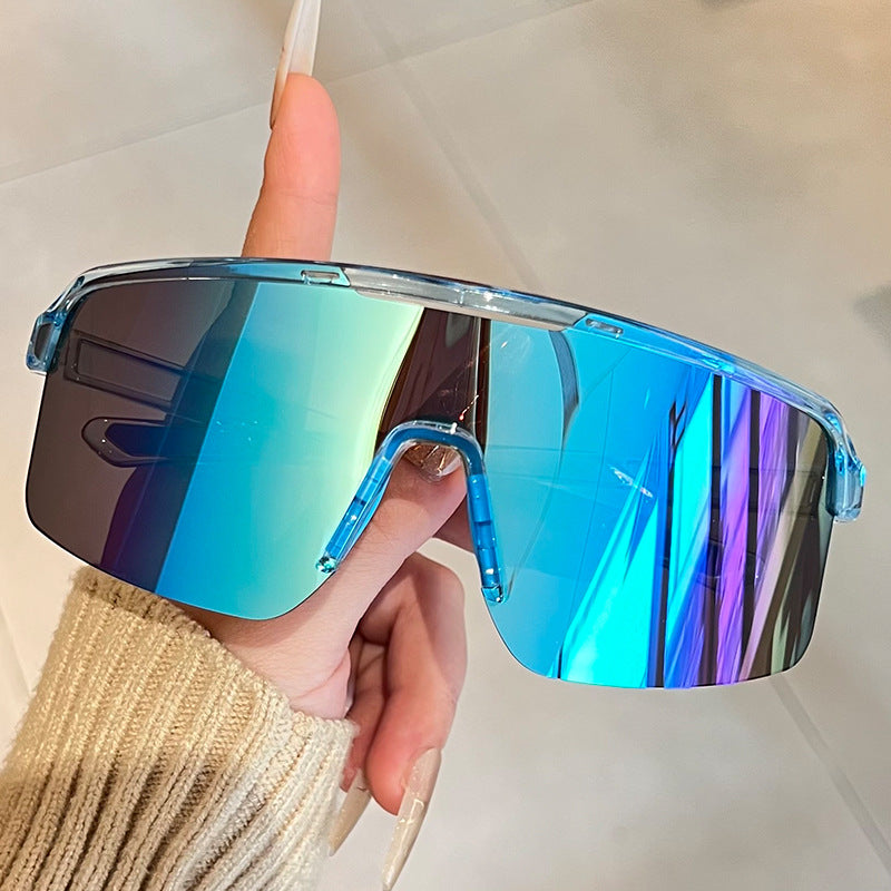 Unisex nan sportliche Shield-Sonnenbrille mit durchgehendem Visierglas und rutschfesten Nasenpads Brehn