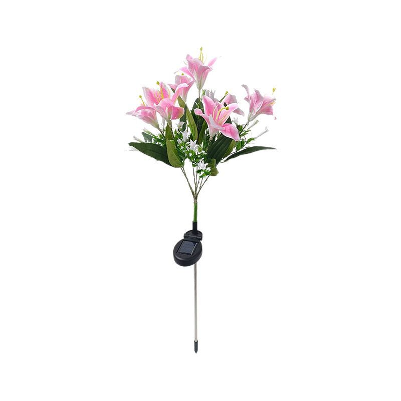 Solarbetriebene lebensechte Lilienblüte Landschaftsstecker mit Mikro-LED-Cluster und teleskopischem Erdbodenstift Brehn