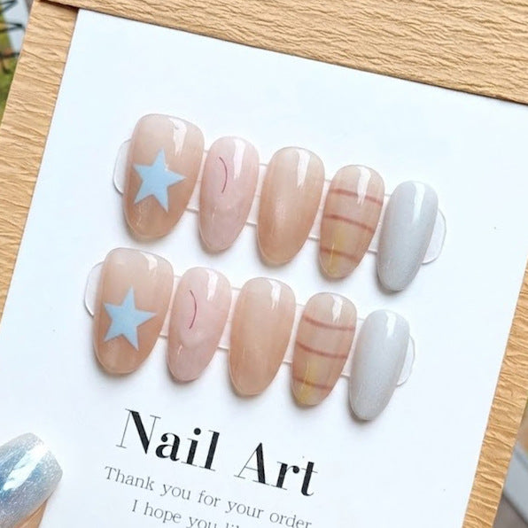 Stern-dekorierte Press-On Nagelkunst Brehn