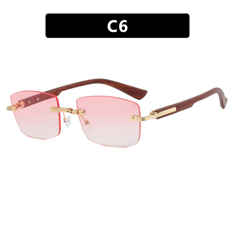 Damen quadratische Sonnenbrille mit Holzrahmen und gradienten Gläsern Brehn