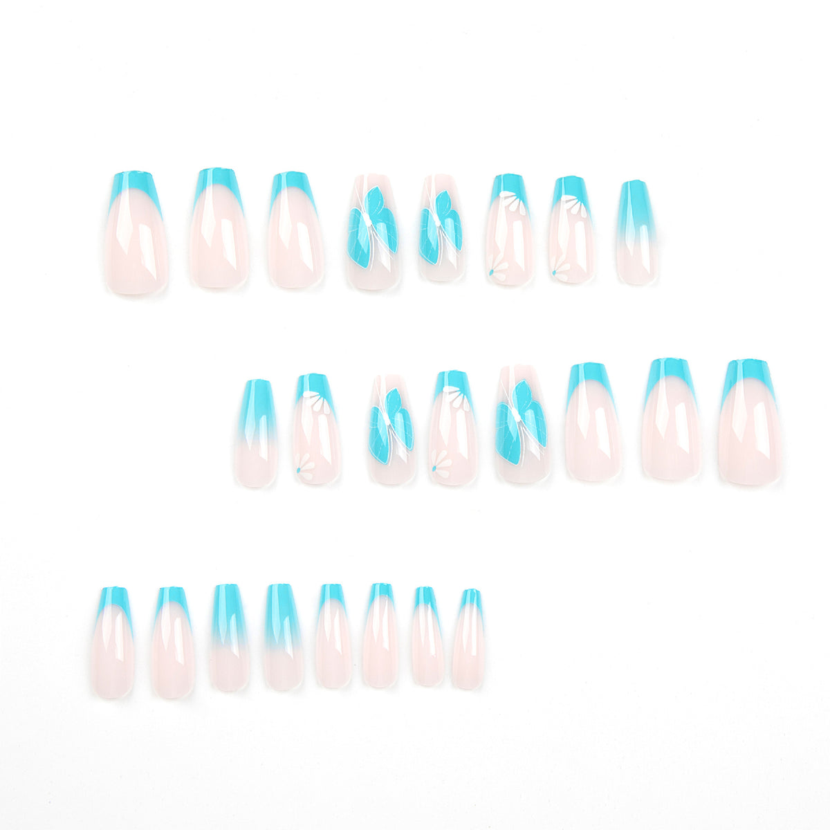 Kunstvolle Nagelkunst mit Ombre- und Blumenverzierungen Brehn