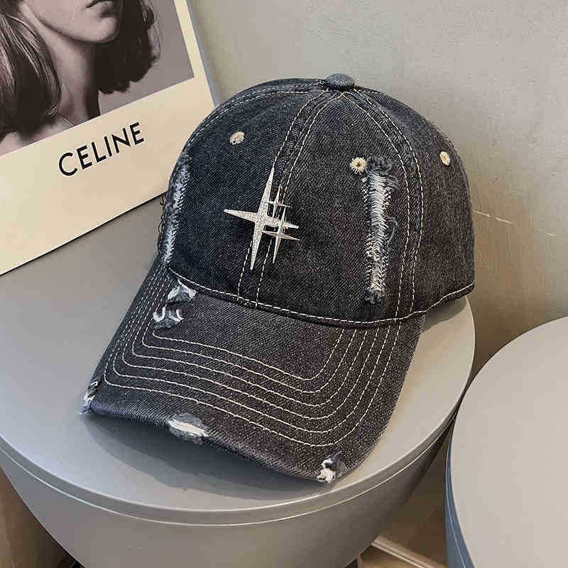 Unisex Zerrissene Denim-Baseballmütze Brehn 1784188338