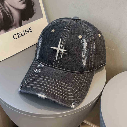 Unisex Zerrissene Denim-Baseballmütze Brehn 1784188338