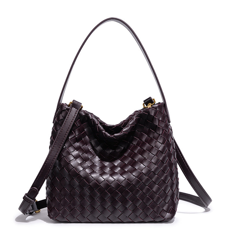 Elegante Geflochtene Leder Schultertasche Brehn