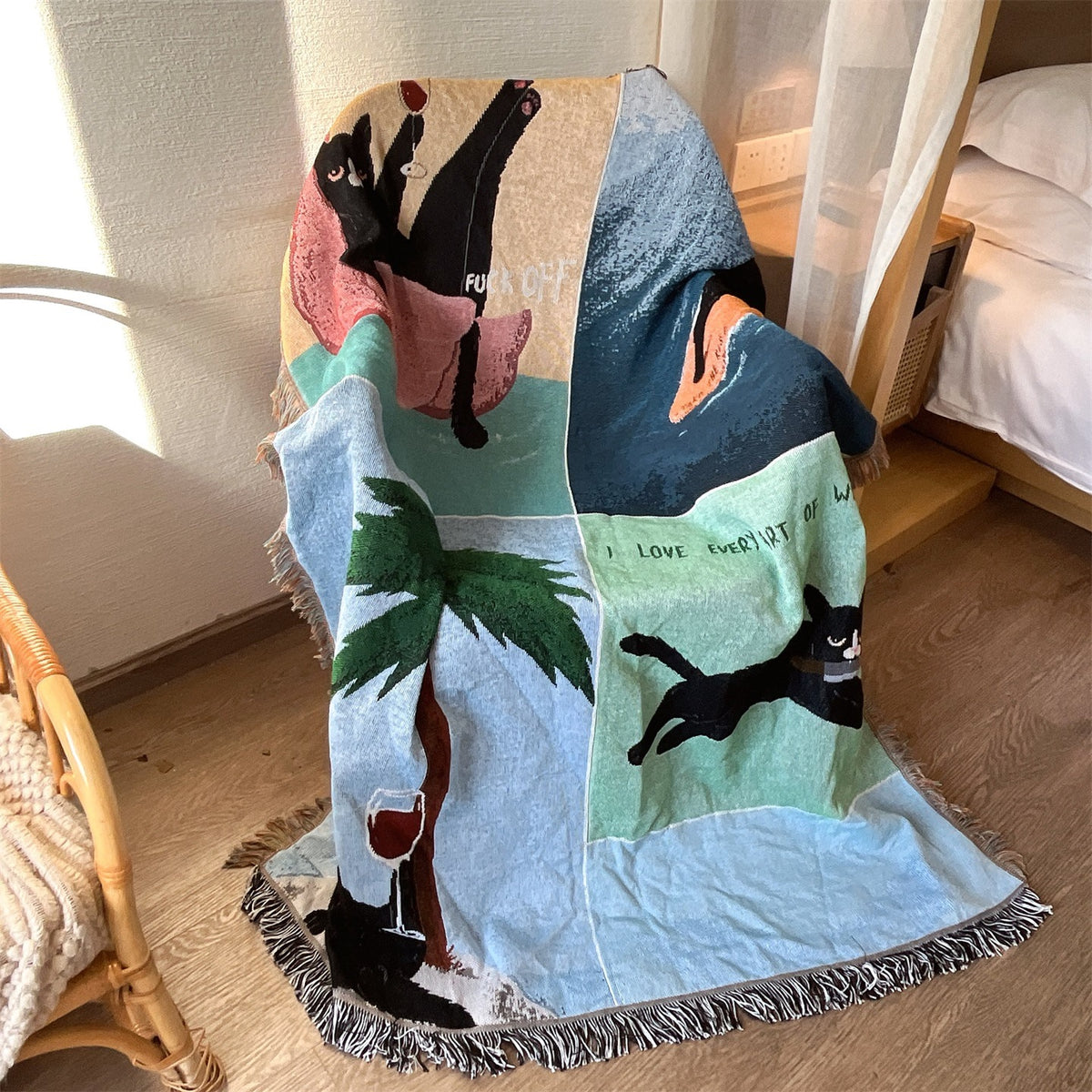 Künstlerische katzenmotivierte Wurfdecke