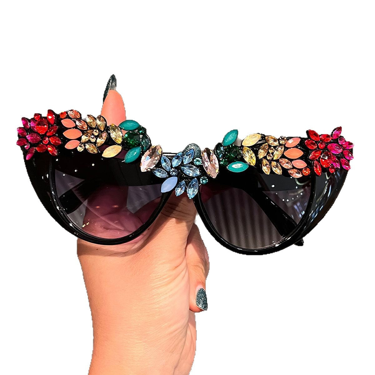 Damen Cat-Eye Sonnenbrille mit luxuriöser Kristallverzierung Brehn