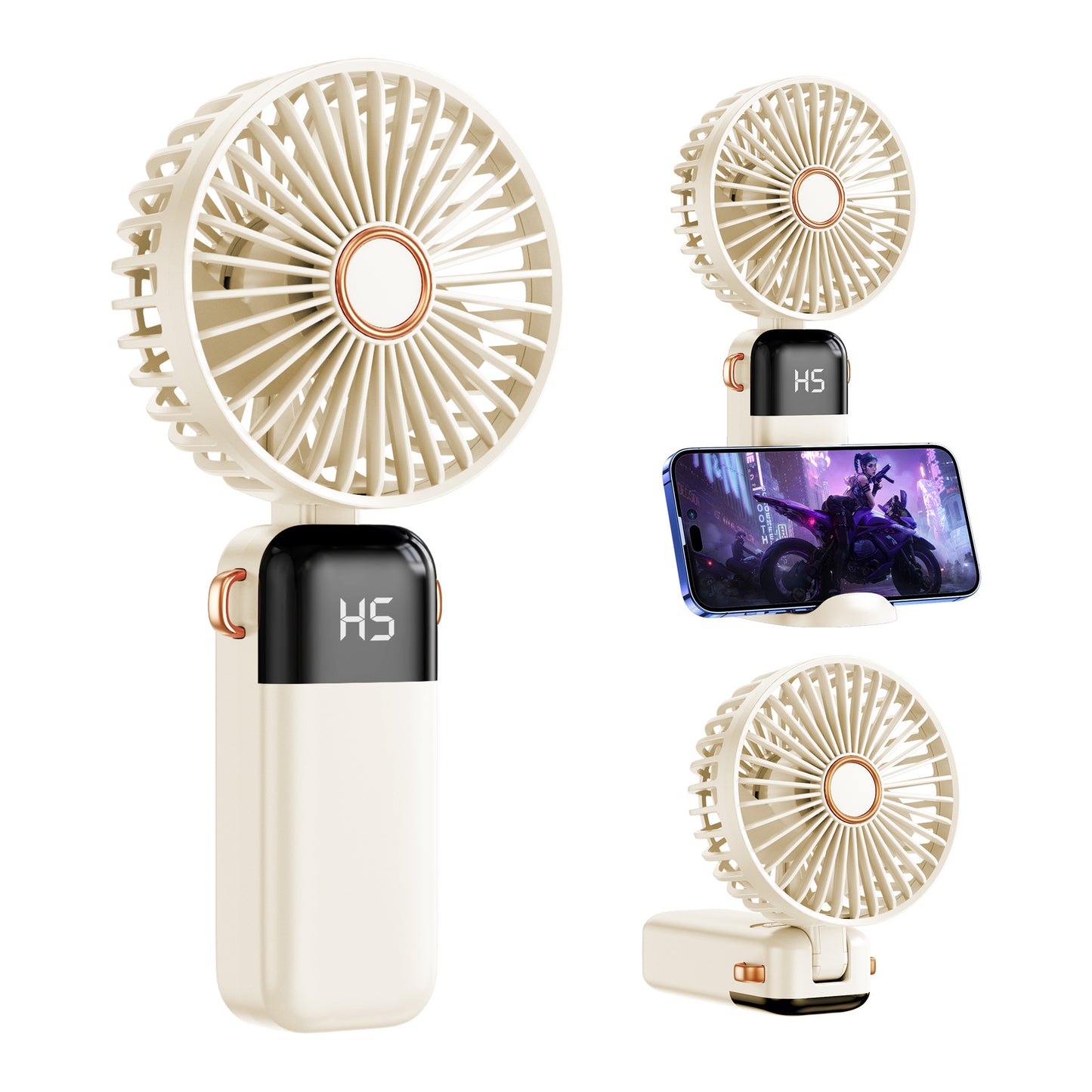 Unisex nan USB wiederaufladbarer Handventilator mit LED-Batterieanzeige und leisem bürstenlosem Motor Brehn