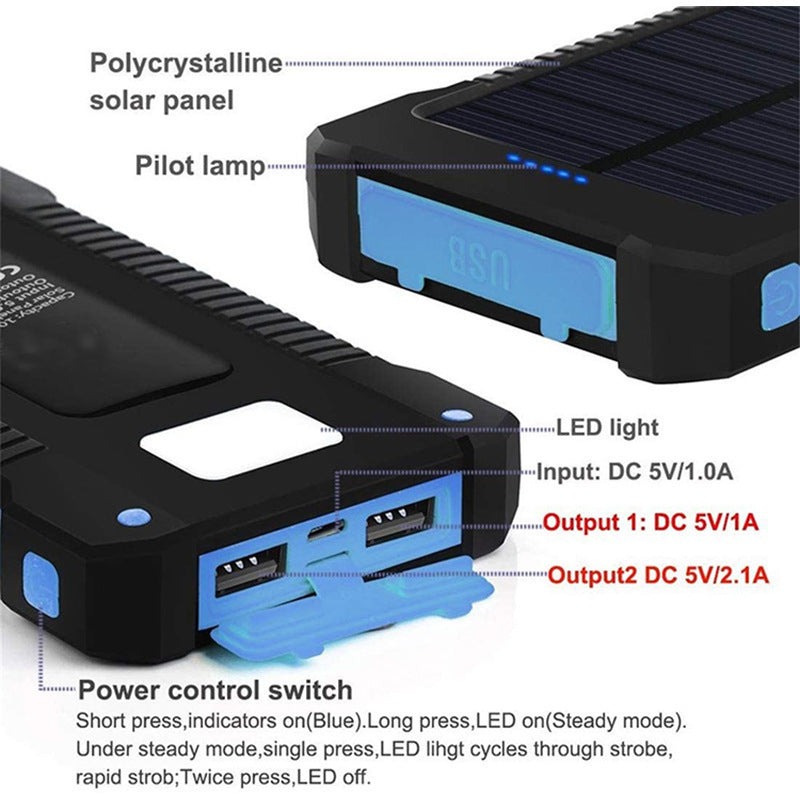 Brehn | 20000 mAh Solar-Ladegerät Wasserdicht Power Bank Extern