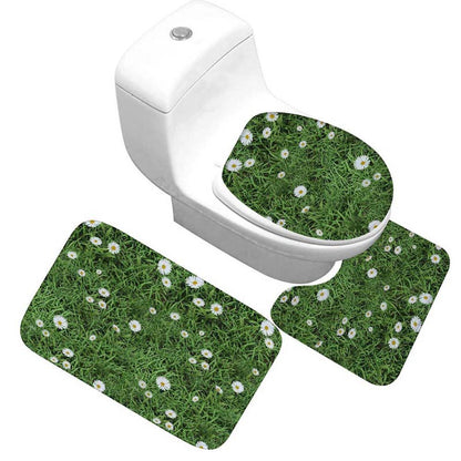Blumenmuster Toilettenteppich Set