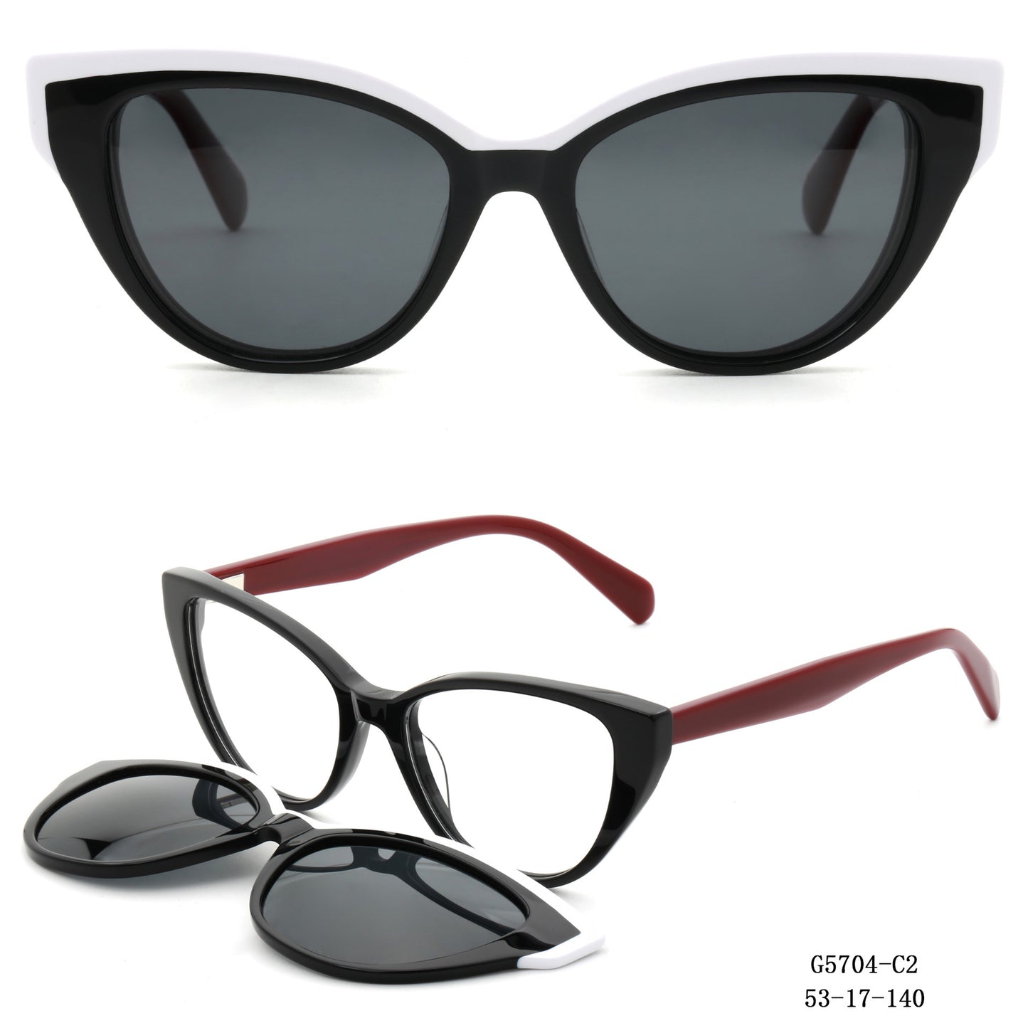 Damen Cat-Eye Sonnenbrille mit abnehmbaren Gläsern Brehn