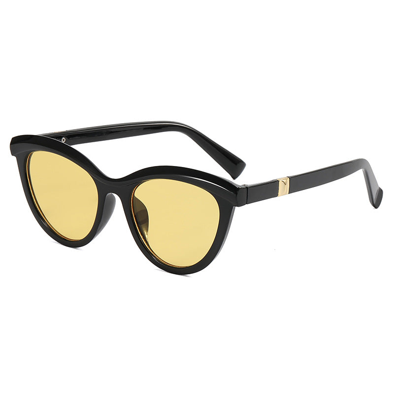 Damen elegante Cat-Eye Sonnenbrille mit stilvollem Metallrahmen Brehn